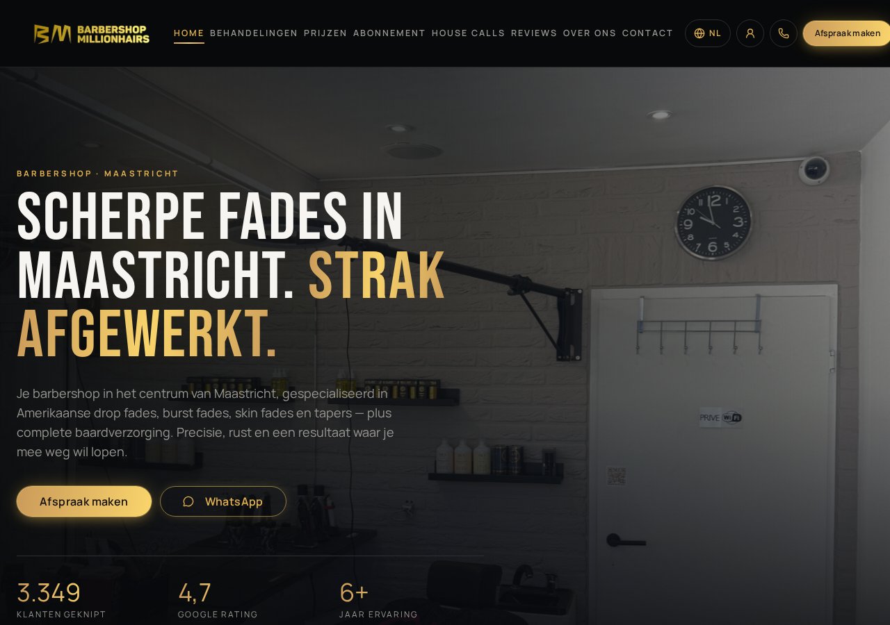 Website van Barbershop Millionhairs