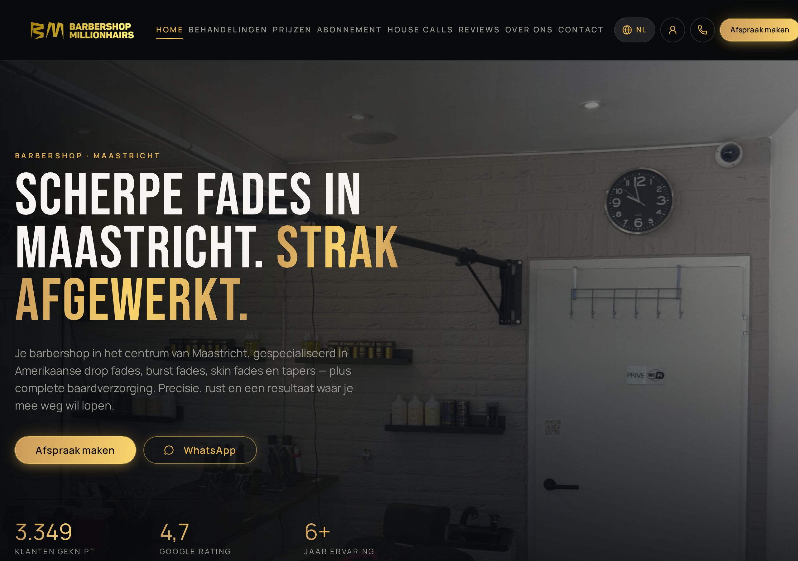 Website en digitaal boekingssysteem van Barbershop Millionhairs